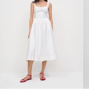 Reformation White Square-Neck Midi Dress